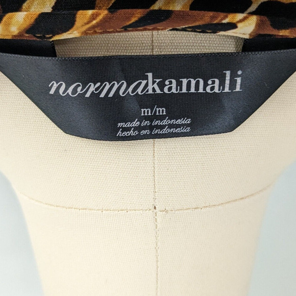 Normal Kamali Wrap Dress M Brown Short Leopard Animal Print Work Career Sleeve - Picture 10 of 12